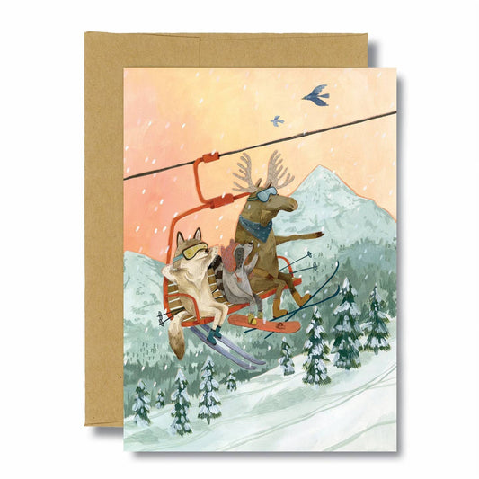 Sunset Ski Blank Card