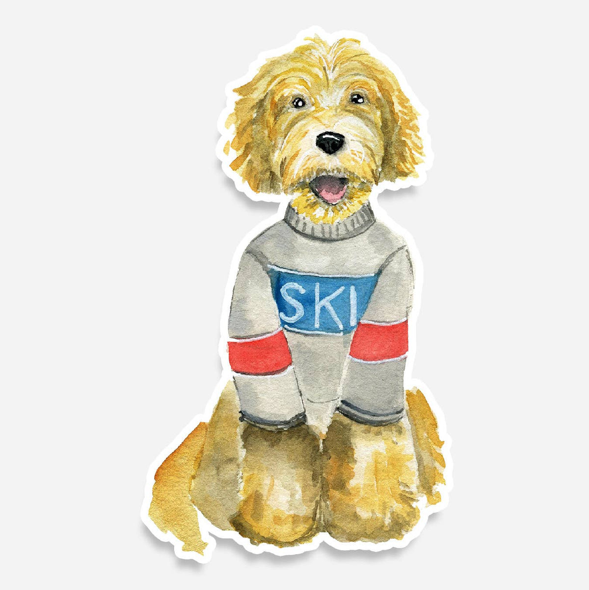 Golden Doodle Alpine Ski Dog Sticker