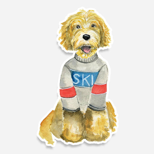Golden Doodle Alpine Ski Dog Sticker