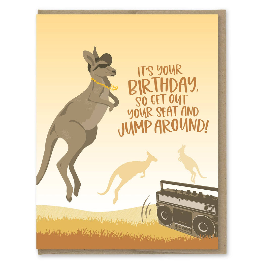 Kangaroo Jump Around Birthday Card