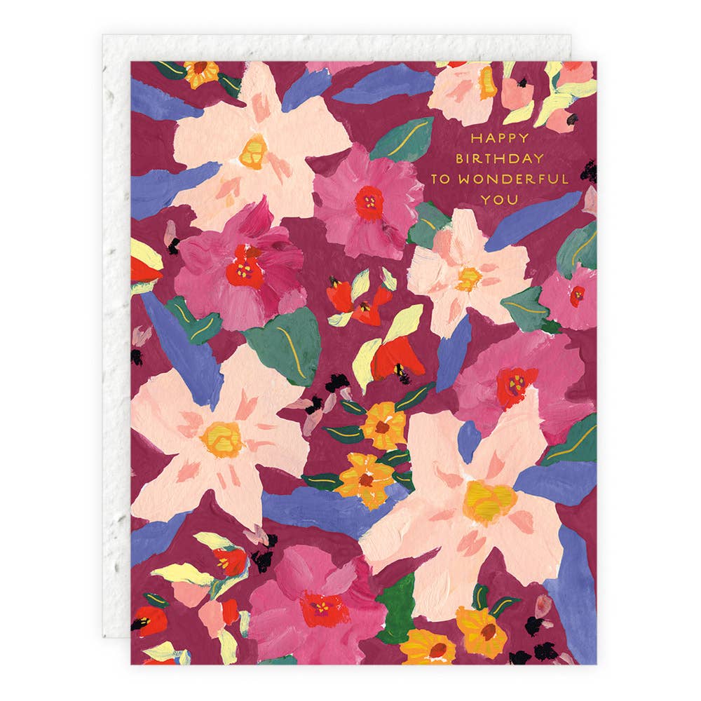 Wonderful You Happy Birthday Flowers Card