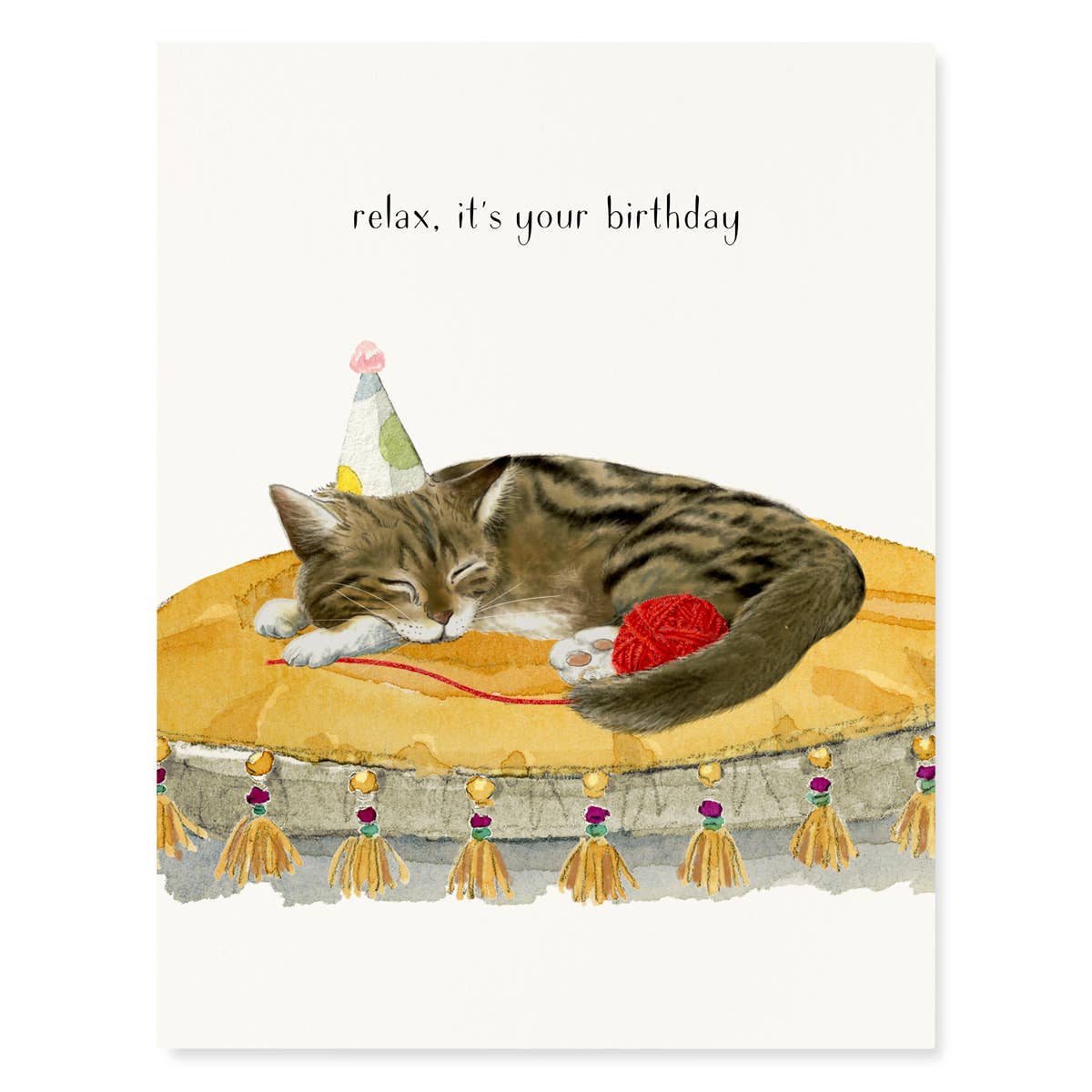 Relax Sleepy Cat Birthday Card