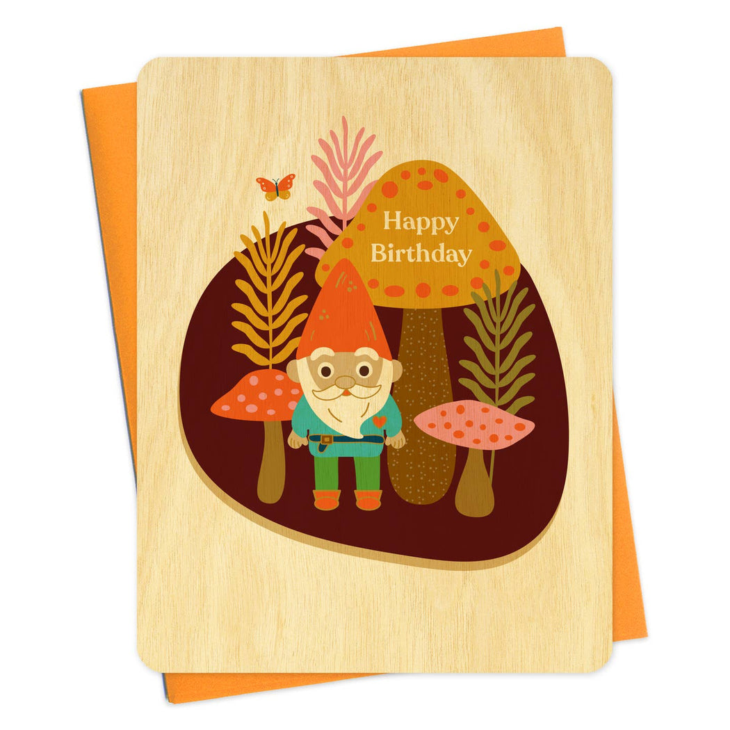 Gnome Happy Birthday Wood Card