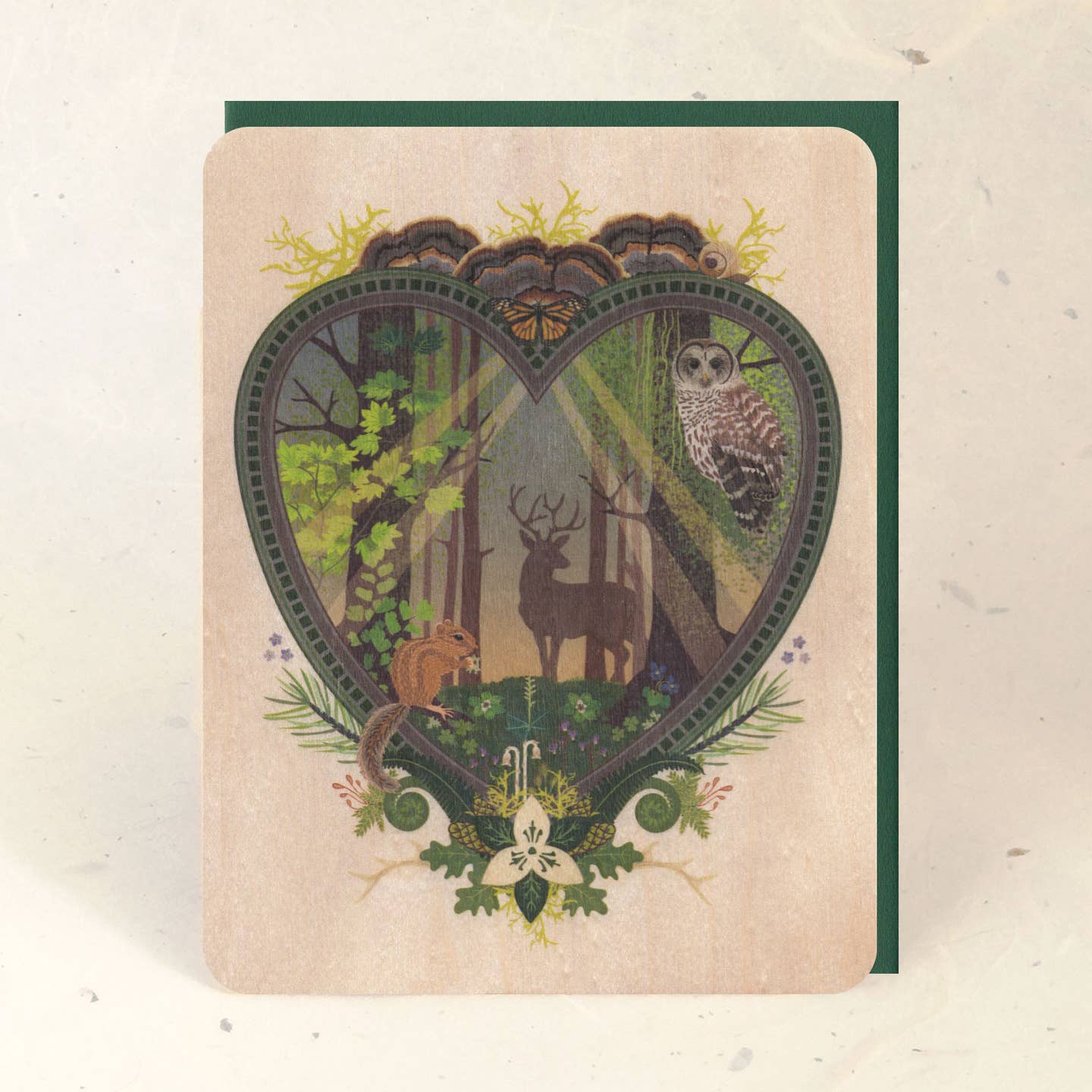 Woodland Heart Animals Wood Card