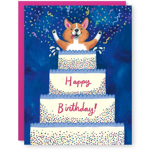 Corgi Cake Surprise Birthday Card