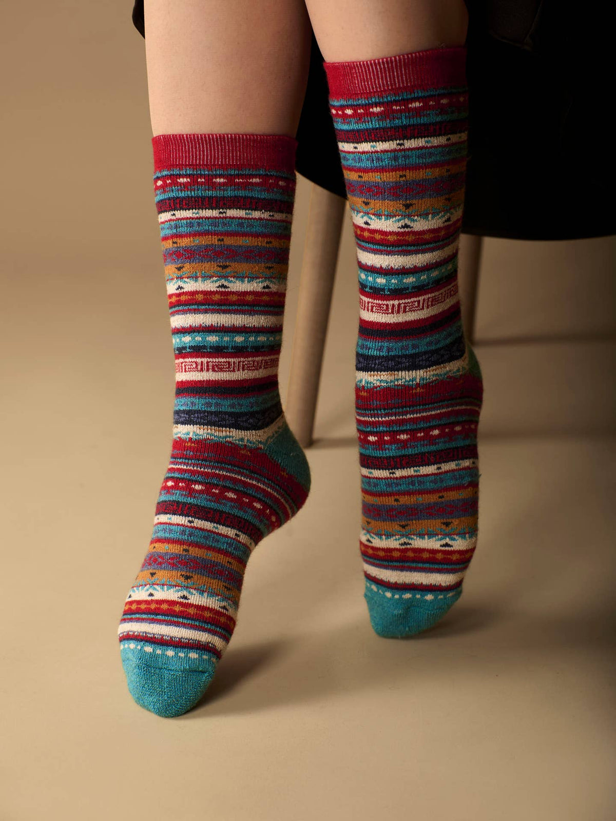 Fair Isle Alpaca Full Cushion Socks