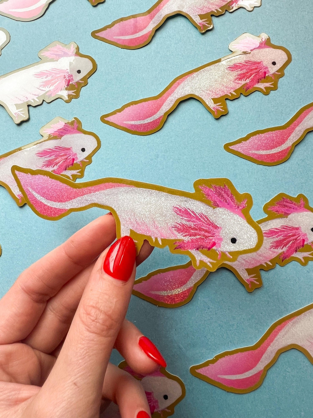Glitter Axolotl Vinyl Sticker