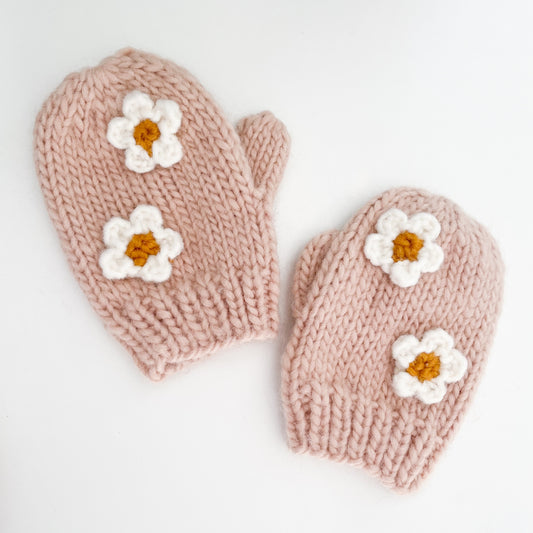 Pink Flower Mittens
