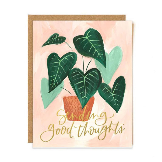 Green Leaf Sending Good Thoughts Card