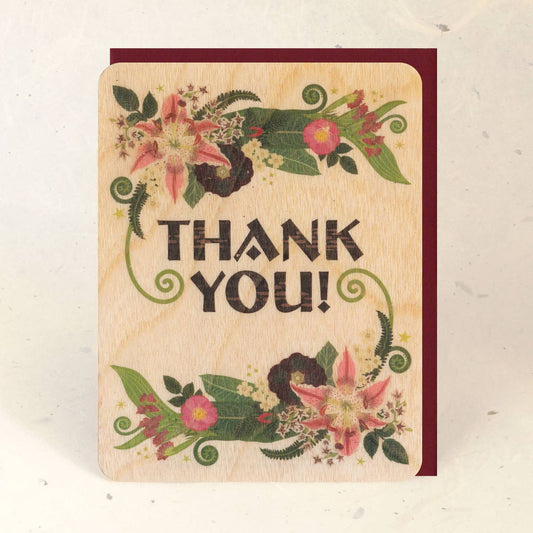 Stargazer Lily Thank You Wood Card