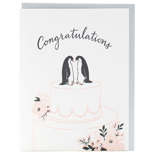 Penguin Cake Topper Congratulations Wedding Card