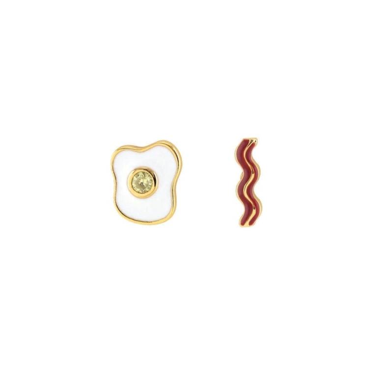 Bacon & egg stud earrings jewelry