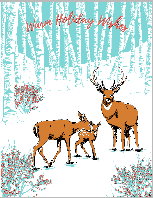 Deer Warm Holiday Wishes Card