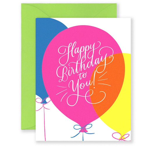 Neon Balloons Happy Birthday To You Card
