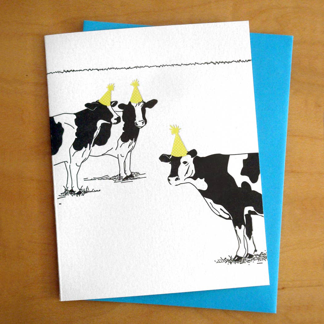 Needs More Cowbell Cows Birthday Card