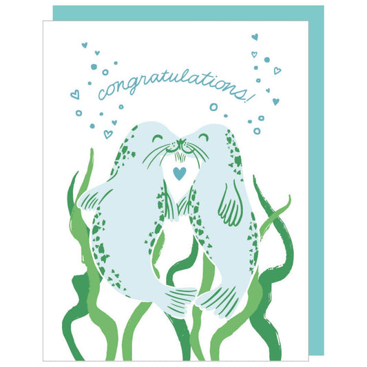 Seal Kiss Congratulations Wedding Card
