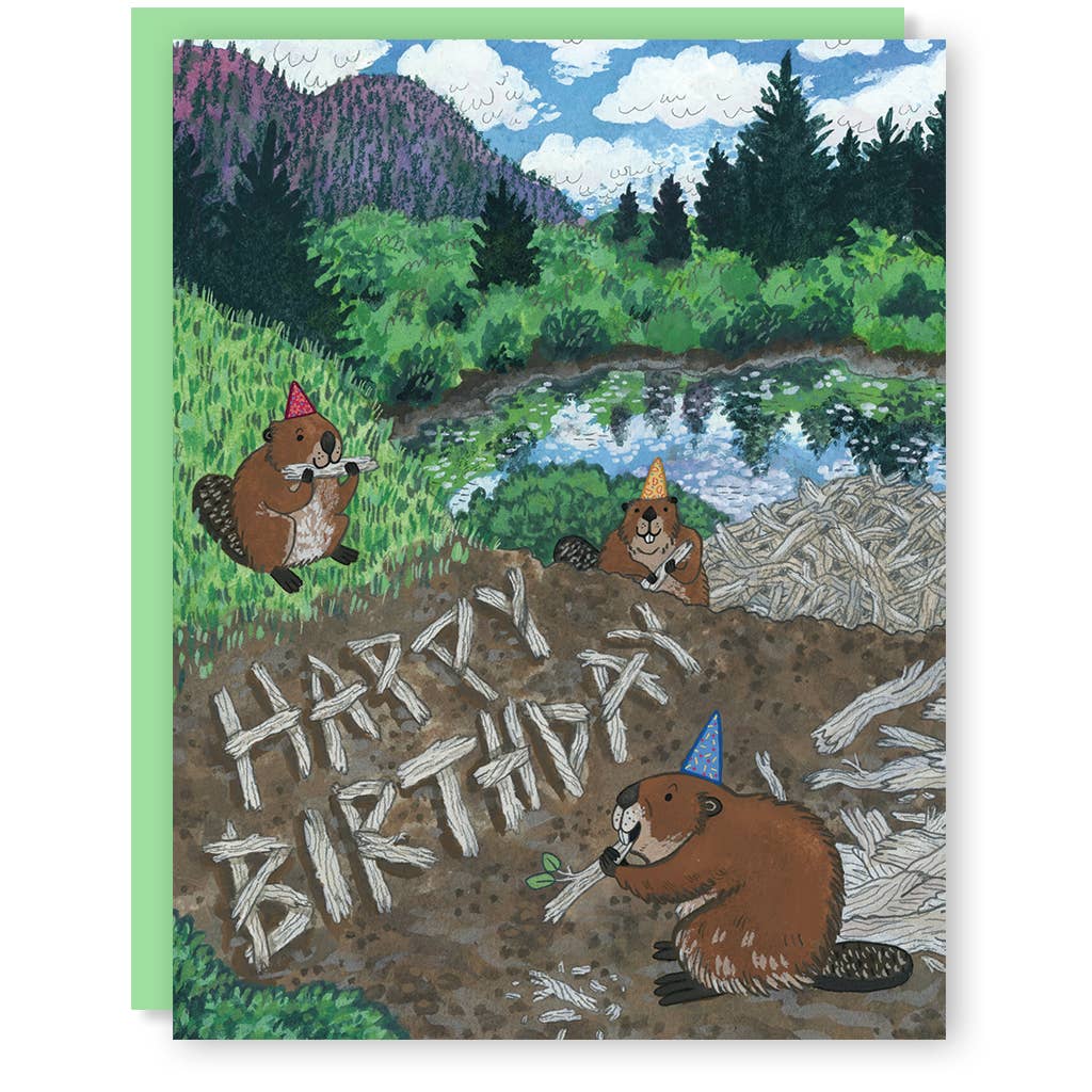 Beaver Happy Birthday Card