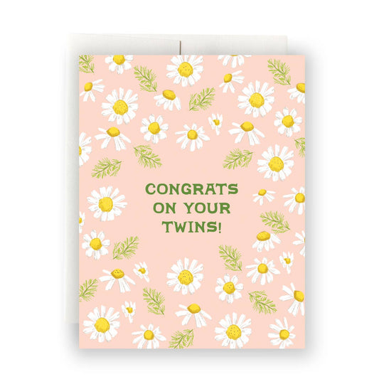Daisies Congrats on Twins Baby Card
