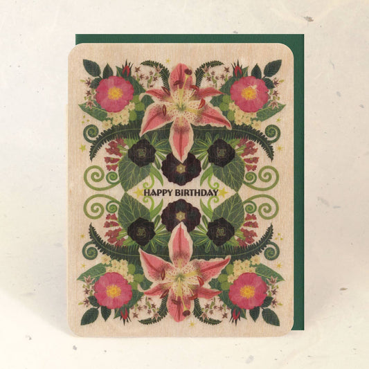 Birthday Stargazer Lily Wood Card