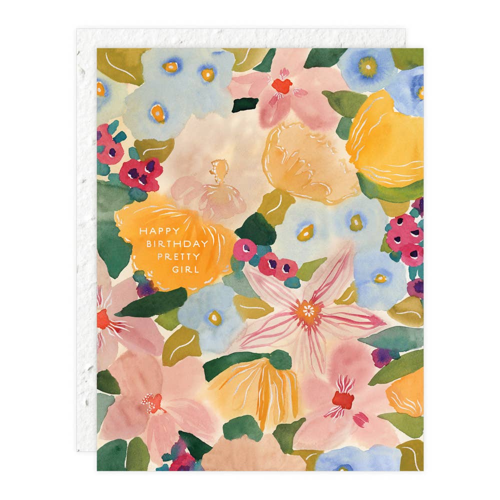 Pretty Girl Happy Birthday Floral Abundance Card