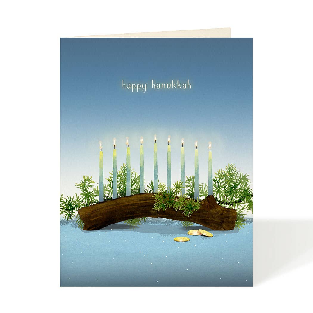 Menorah Gelt Hanukkah Card