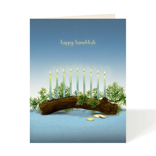 Menorah Gelt Hanukkah Card
