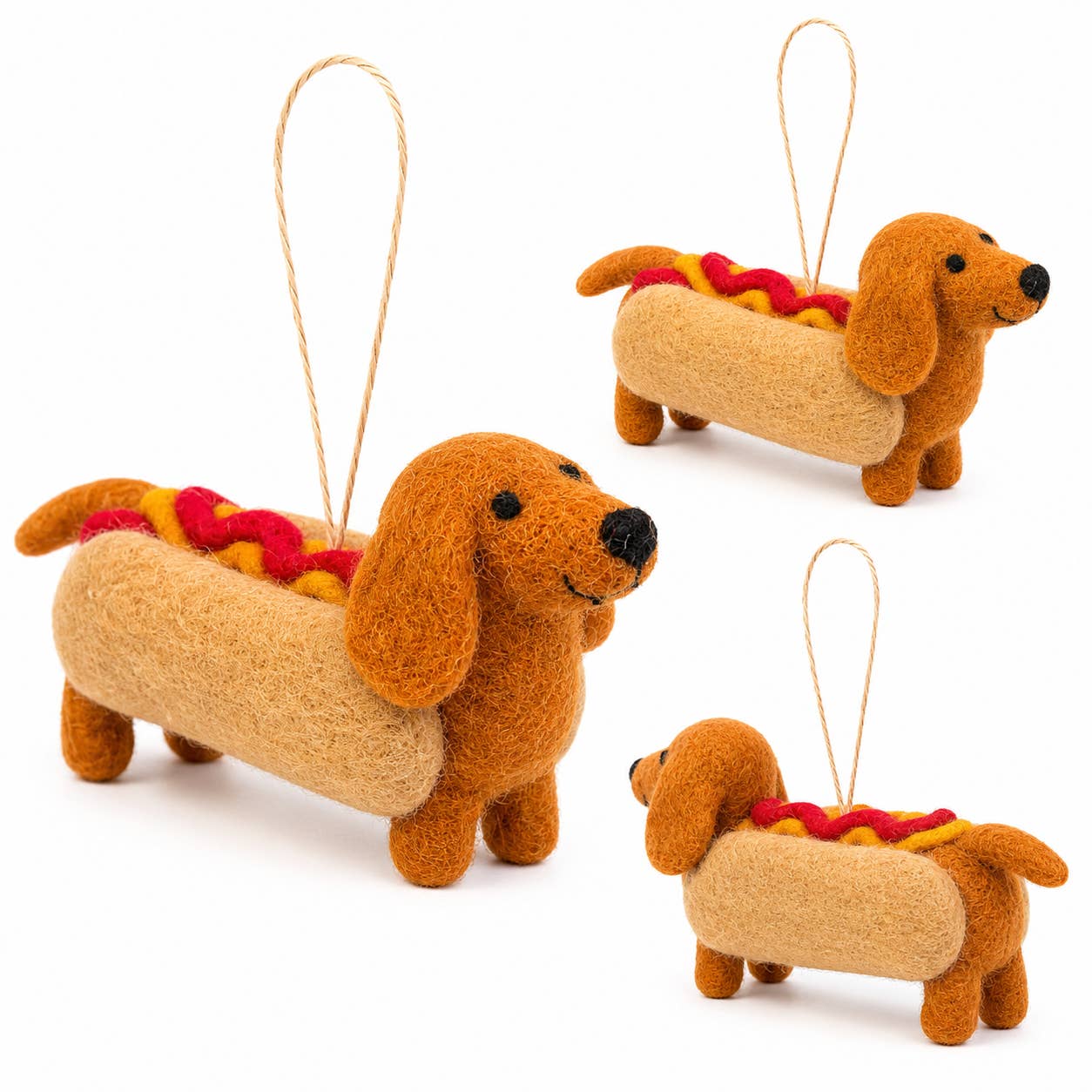 Felt Hot Dog Dachshund Ornament