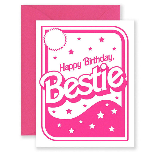Happy Birthday Bestie Barbie Pink Card