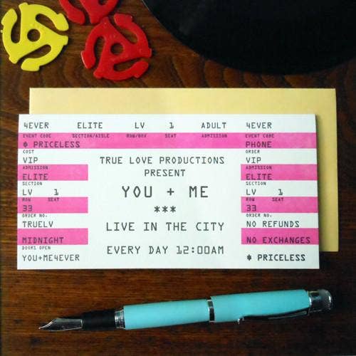 You + Me Love Rock Concert Ticket Card