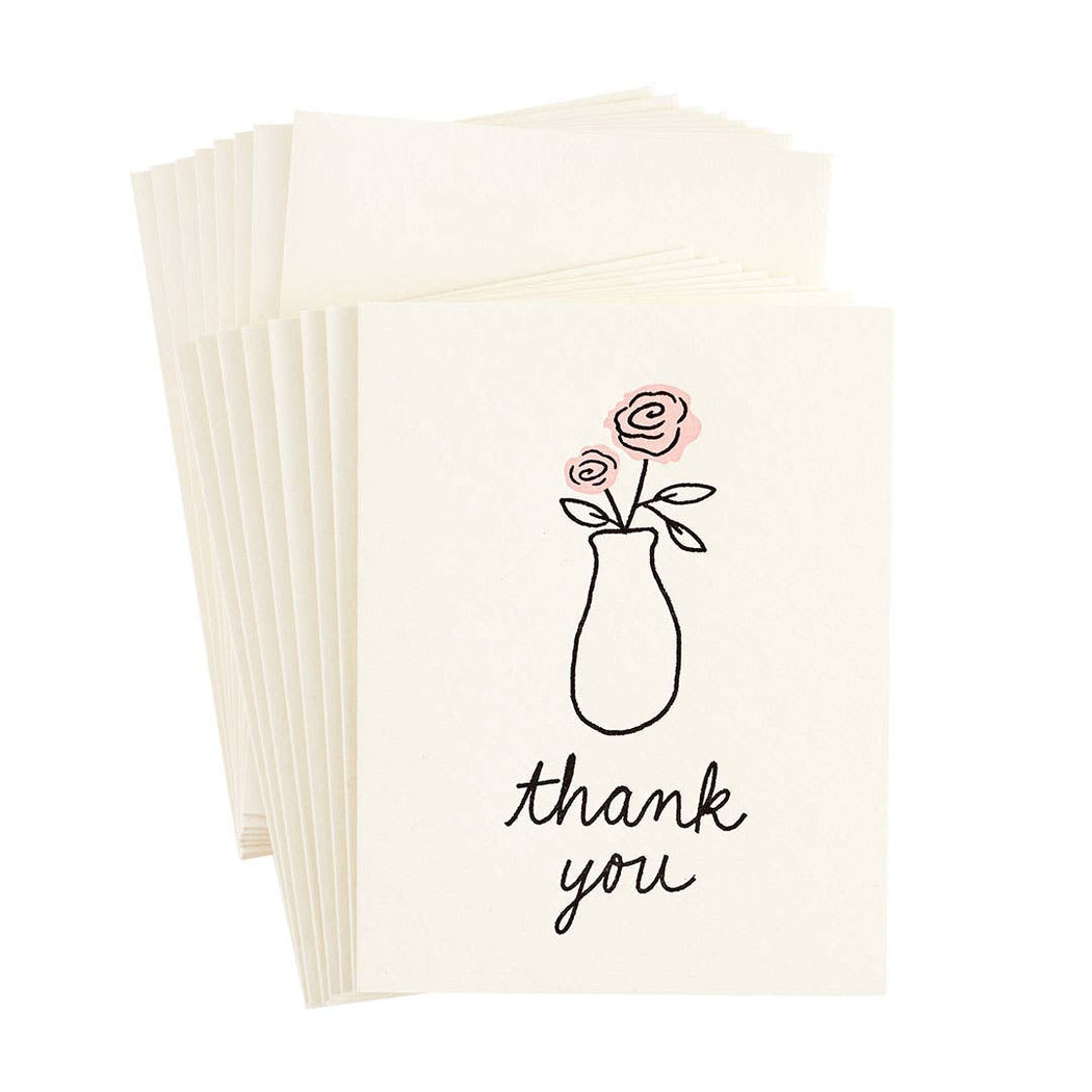 Roses in Vase Thank You Cards