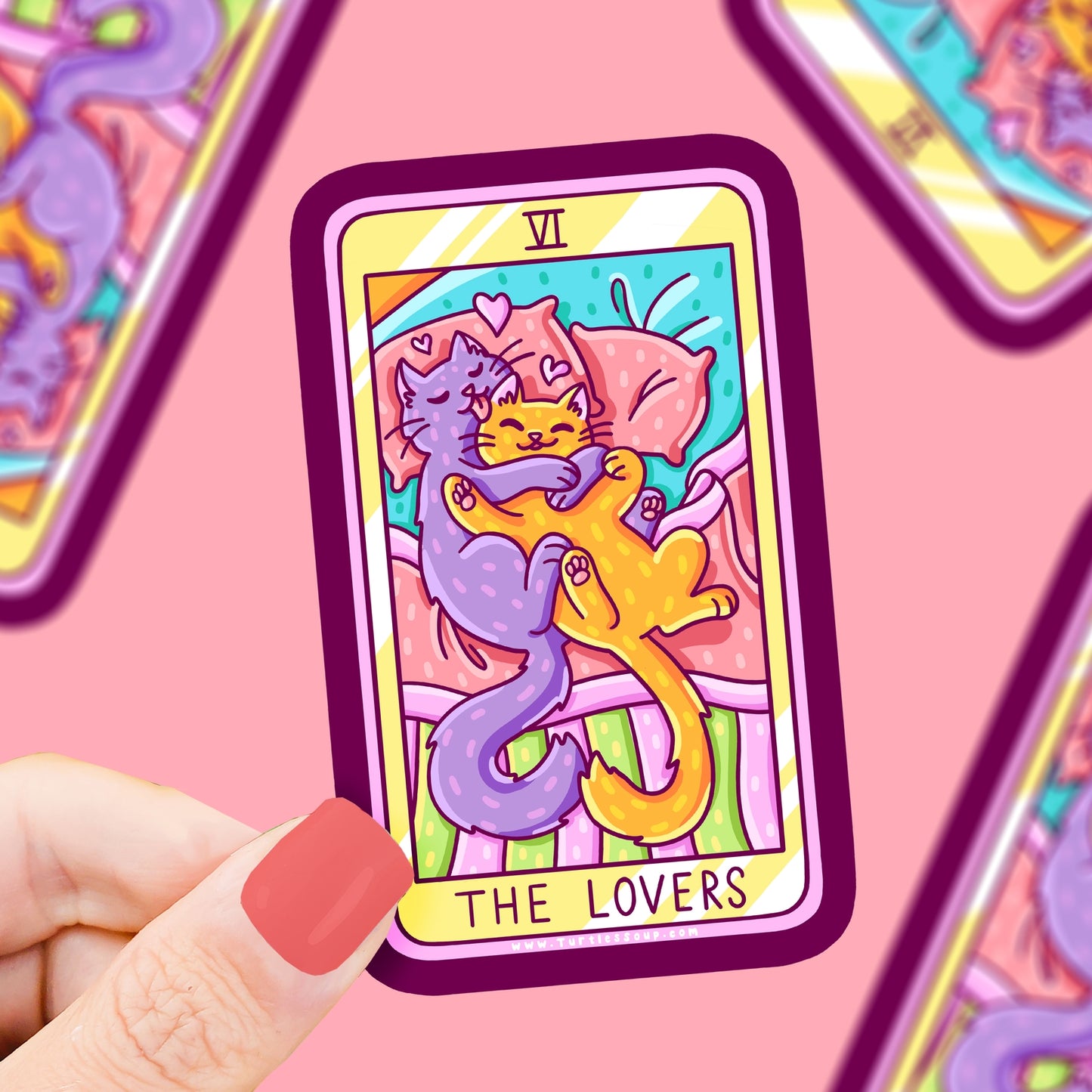 The Lovers Cat Tarot Card Vinyl Sticker