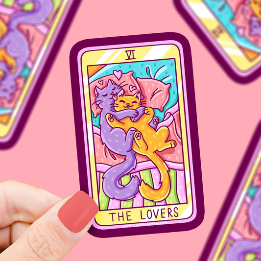 The Lovers Cat Tarot Card Vinyl Sticker