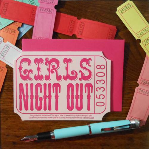 Girls Night Out Bachelorette Ticket Card