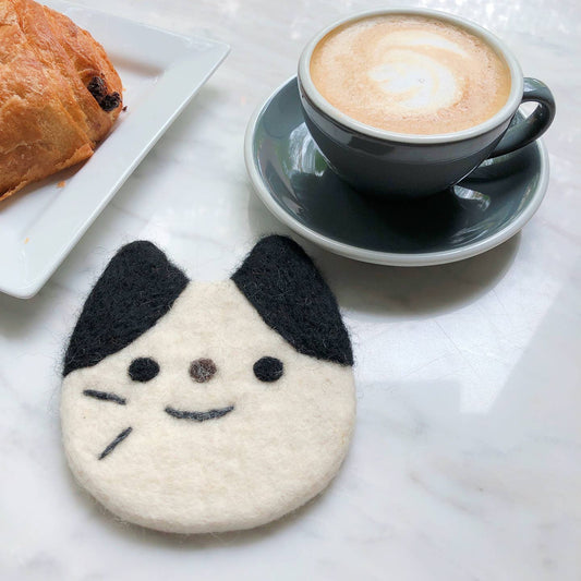 Felt Tuxedo Cat Coasters Set