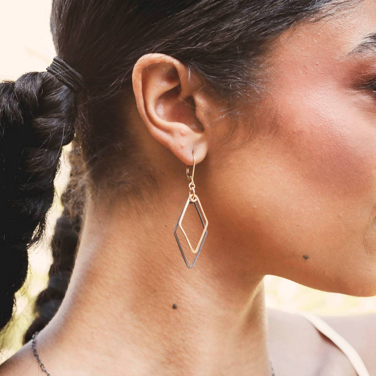 Gold + Black Diamond Outline Earrings