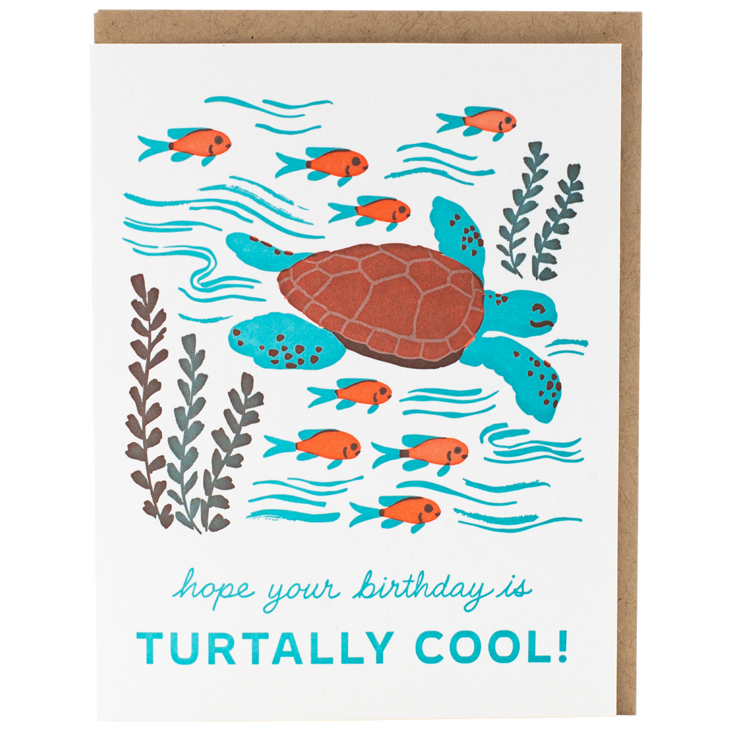 Sea Turtle Turtally Cool Birthday Card