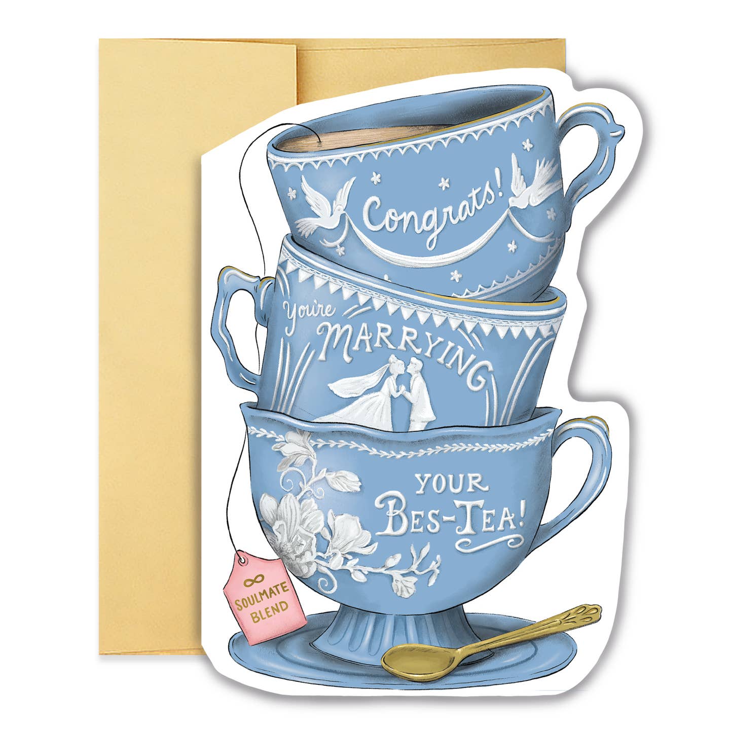 Wedding Congrats Bes Tea Teacup Stack Diecut Card