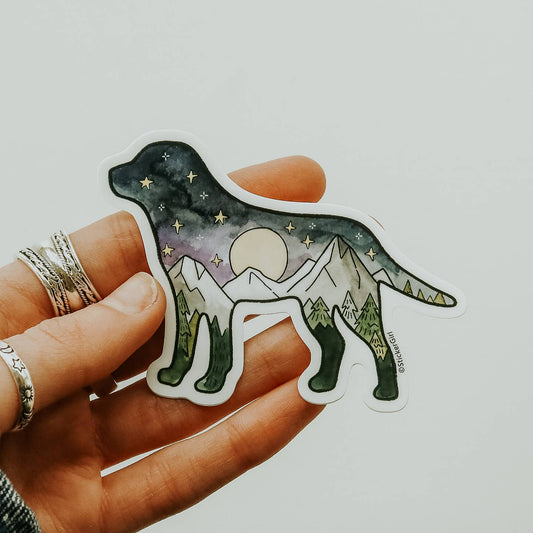 Dog Night Mountain Sticker