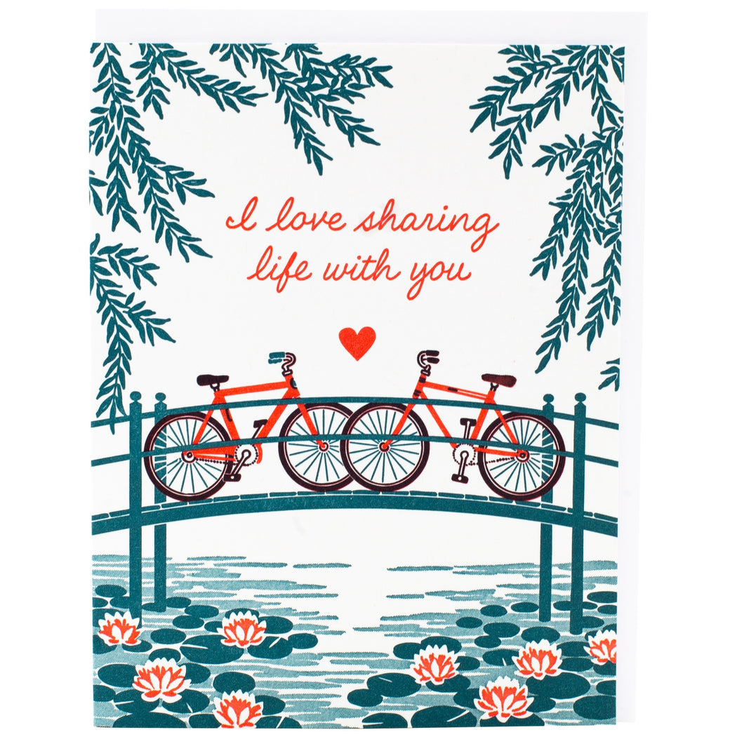 Love Sharing Life With You Bridge Bikes Card