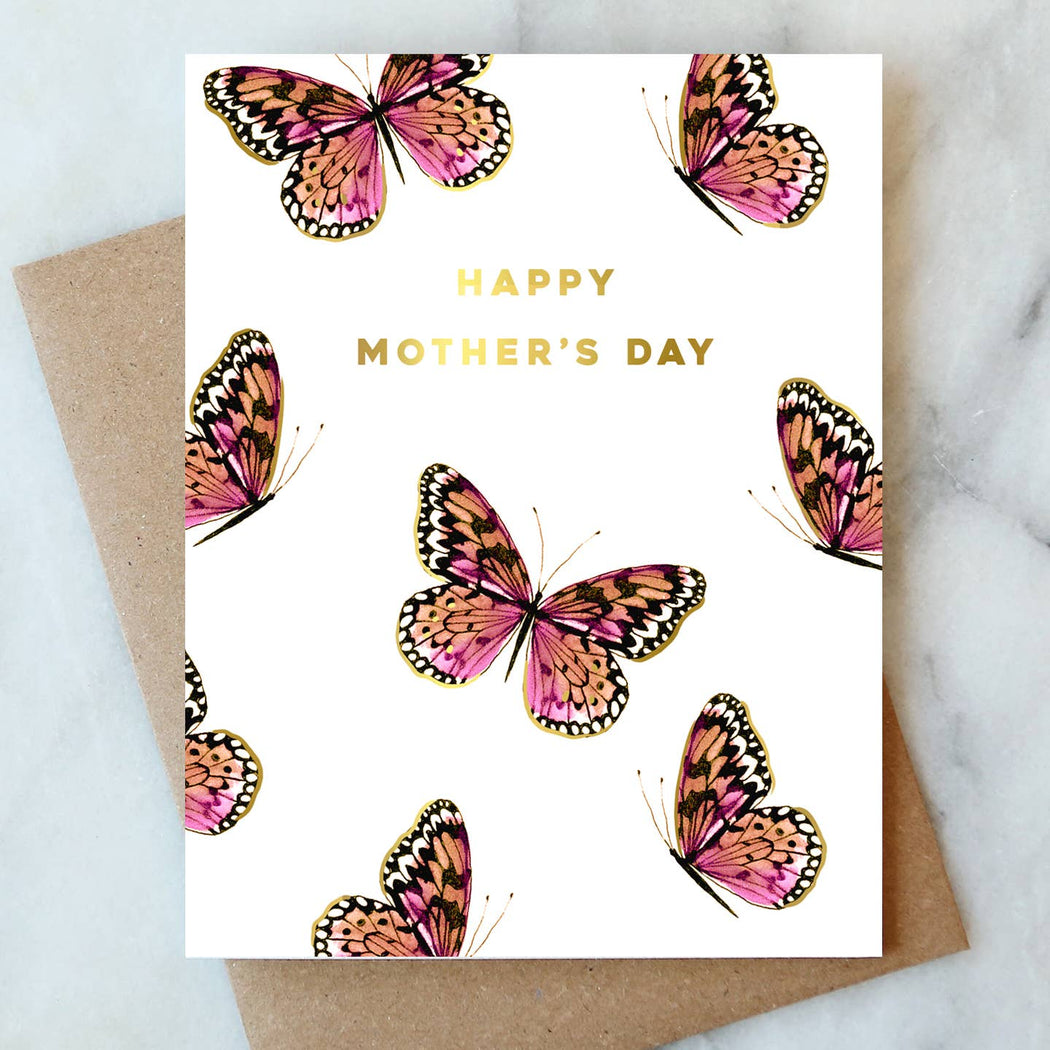 Pink Butterfly Mothers Day Card