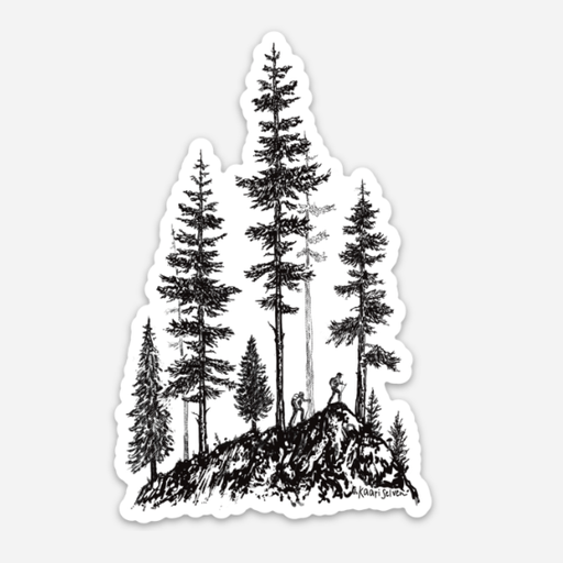 Forest Wandering Hikers Vinyl Sticker
