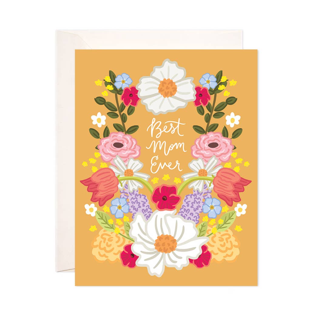 Gold Floral Best Mom Ever Card