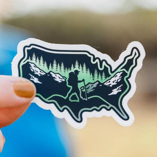 USA Map Hiker Vinyl Sticker