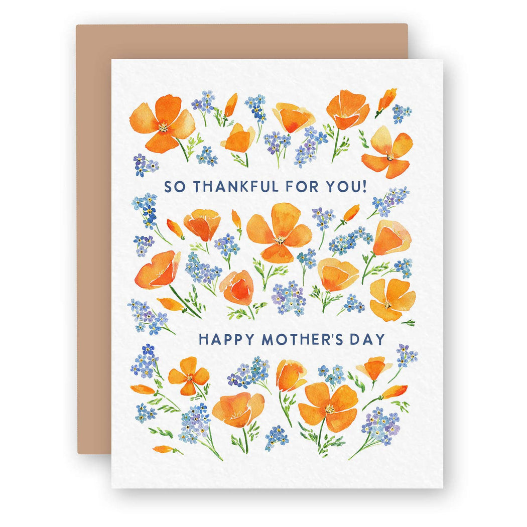 Thankful for You Poppies Mothers Day Card