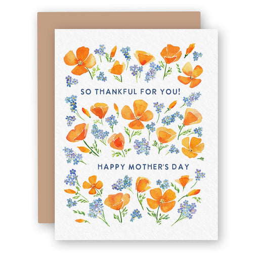 Thankful for You Poppies Mothers Day Card