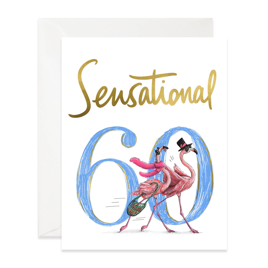 Sensational 60 Flamingo Birthday Card
