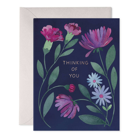 Purple Floral Thinking of You Card