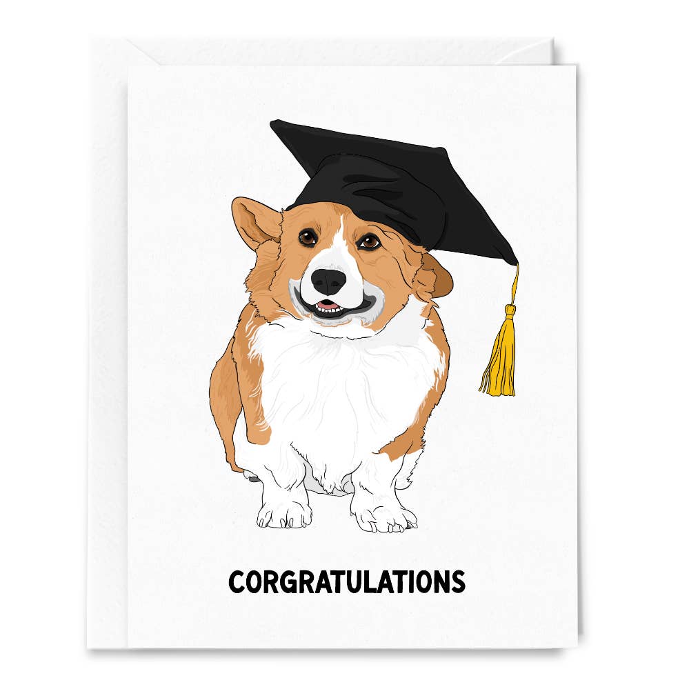 Corgratulations Corgi Grad Card