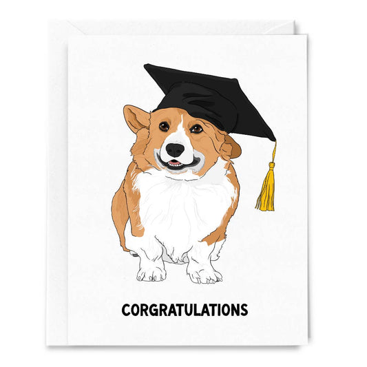 Corgratulations Corgi Grad Card
