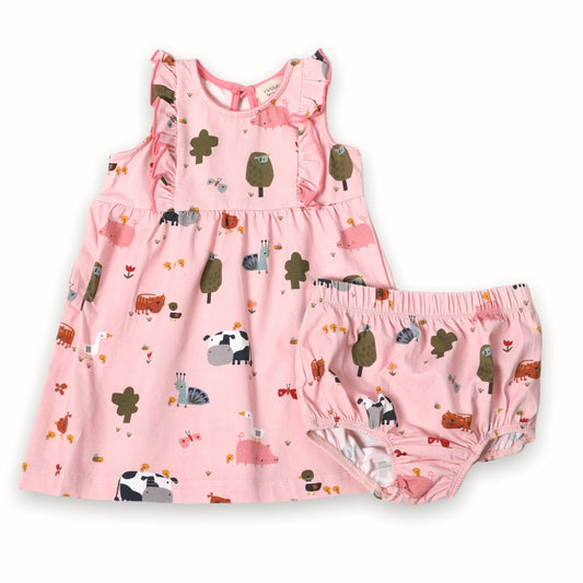 Farm Ruffle Baby Dress & Bloomer Set